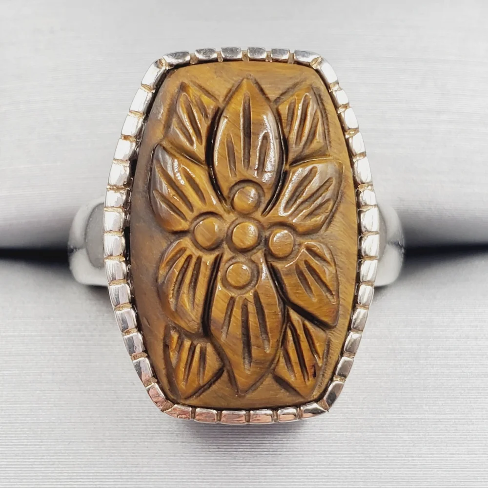 Tigers Eye Silver Ring